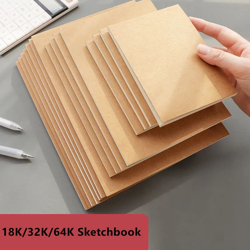 

2pcs Sketchbook Diary For Drawing Painting Graffiti Cover Kraft Coloring Book Draft Paper Notebook 18K 32K 64K School Supplies