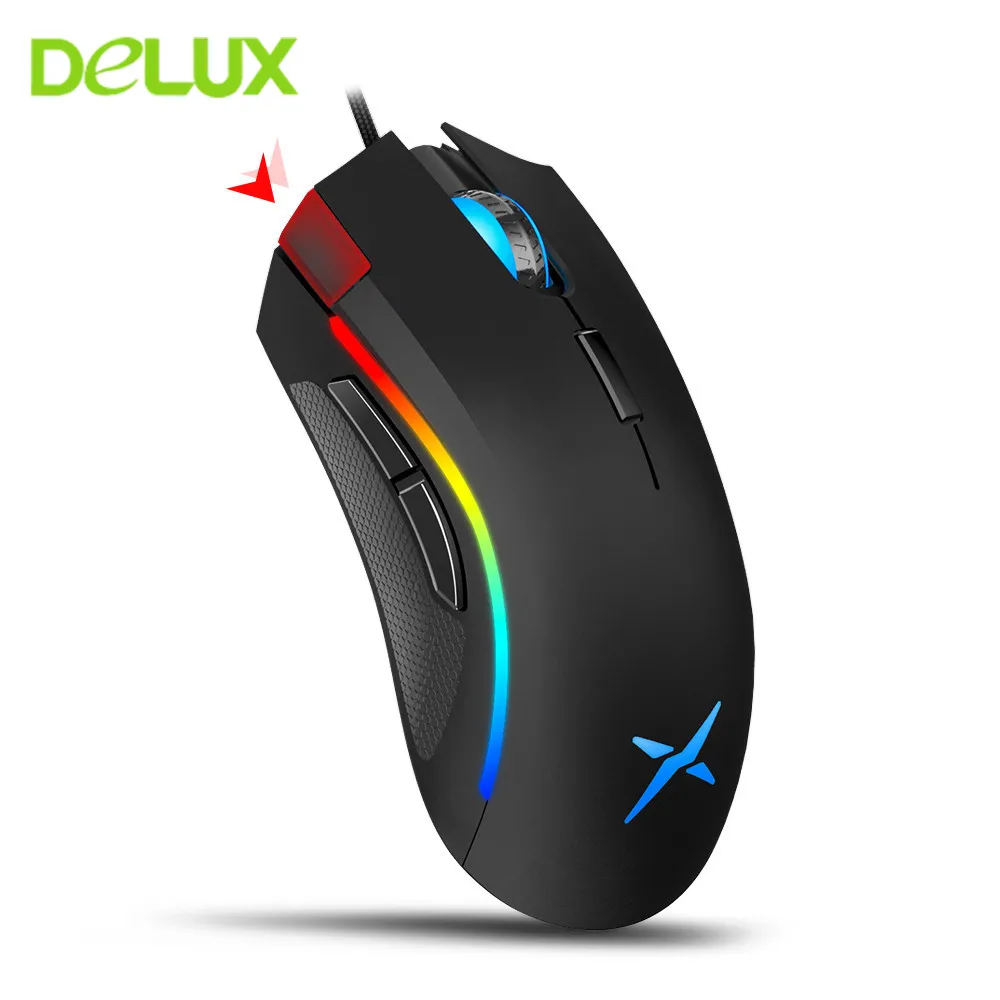 Проводная игровая мышь Delux M625 эргономичная 7D макс. до 24000 точек/дюйм регулируемая