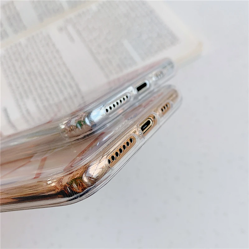 Чехол для телефона с изображением цветов золотой линии для Iphone 11 Pro Max X Xr XsMax 7 8 Plus, Прозрачная мягкая силиконовая стильная задняя крышка для девочек