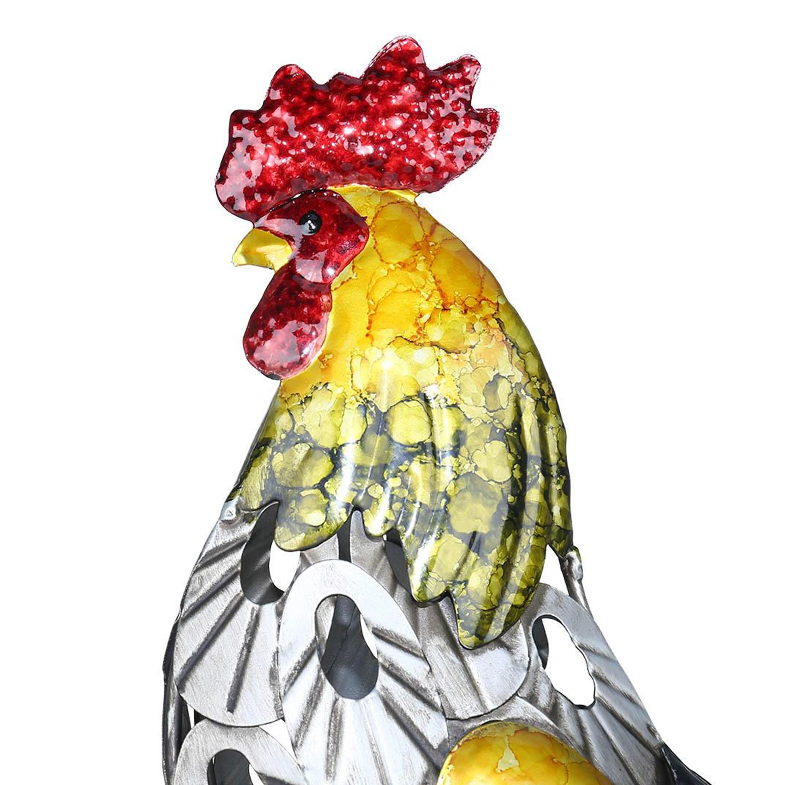 Painted Cast Metal Rooster Sculpture Animals Crafts Art Collections Living Room Table Decoration Accessory