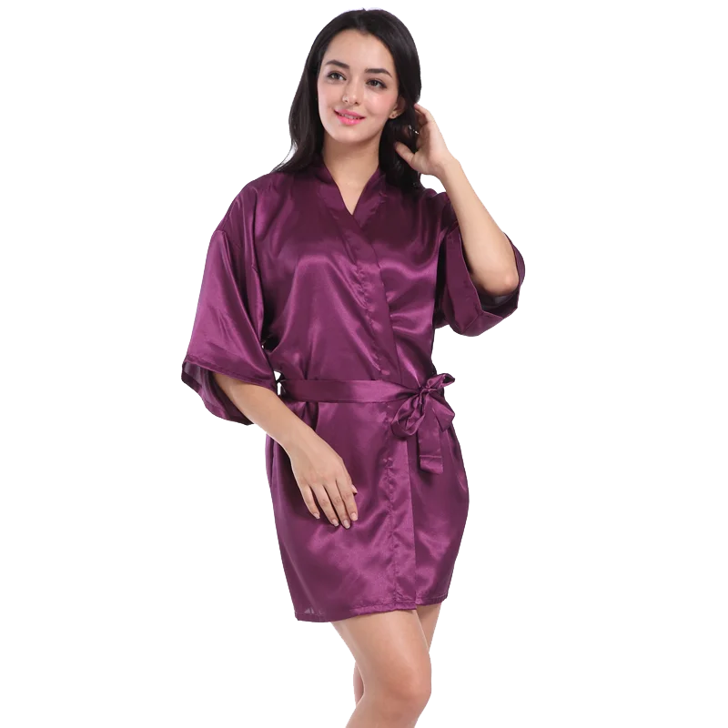 Women Silk Kimono Robe Bathrobe Bridesmaid Satin Dressing Gown