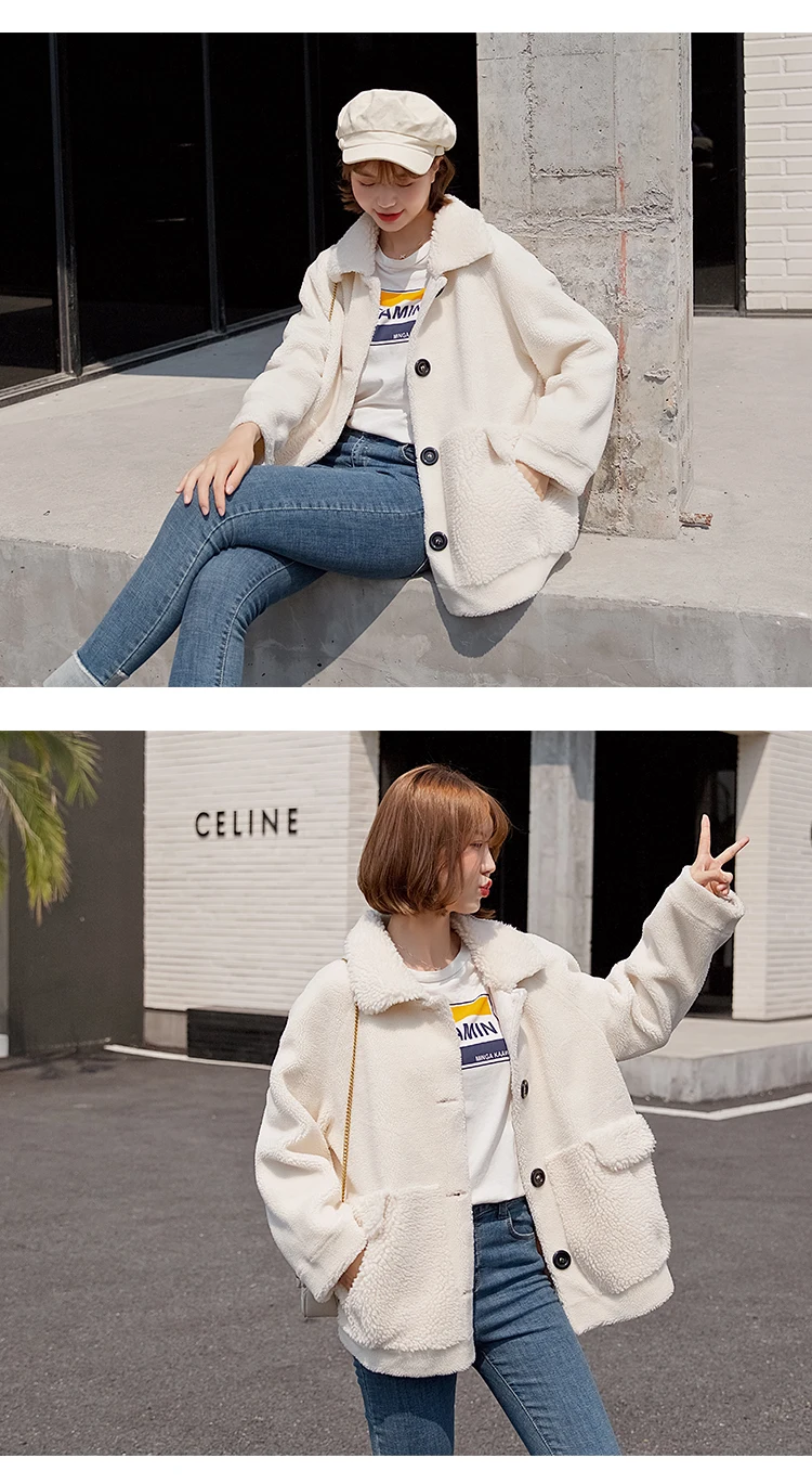 women's clothing winter outerwear coats new small lapel coat lamb Miss Mao Picao short paragraph coat 1023