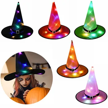 

Halloween Decoration LED Glowing Lights Witch Hats Halloween Costume Props Halloween Outdoor Tree Garden Hanging Glow Party