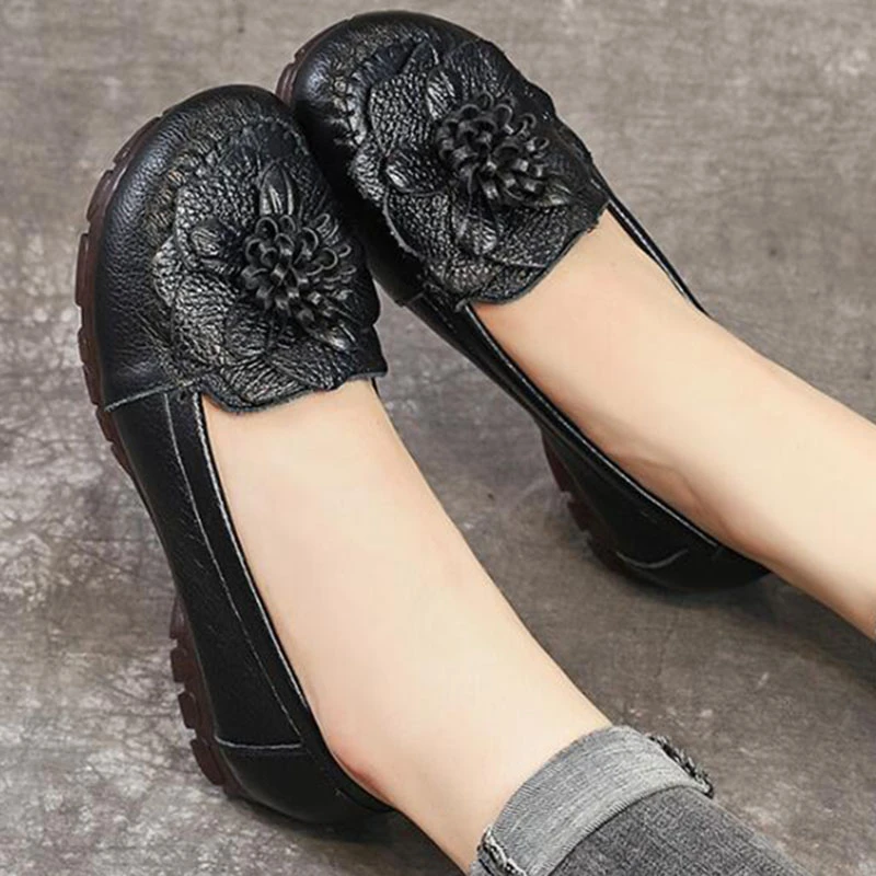 soft leather flat womens shoes