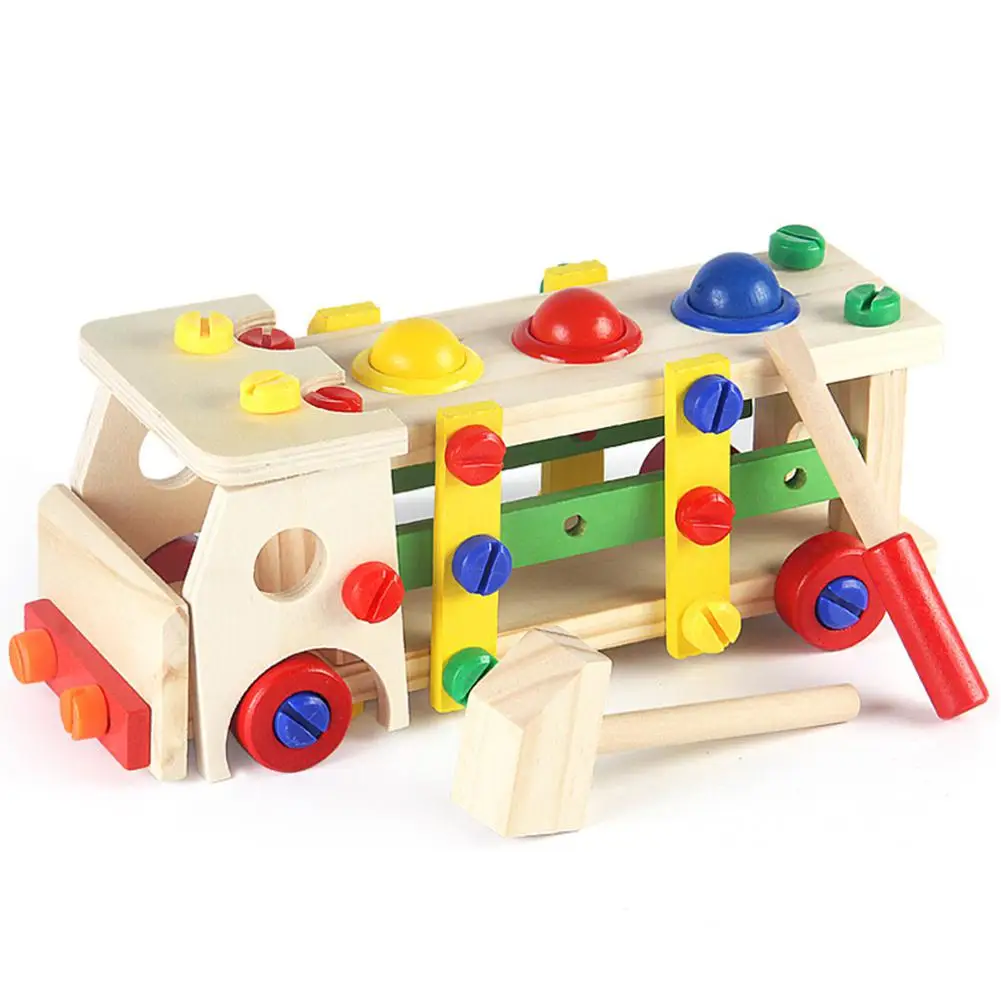  Disassembly Nut Screw Car Wooden Split Assembled Tool Combination Toy Car Interactive Teaching Aid - 4000410853516
