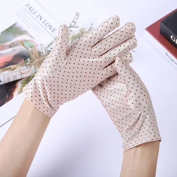

Party Gloves Women Dot Printing Summer Breathable Gloves Anti-skid Sun Protection Driving Short Thin Cycling Driving Gloves