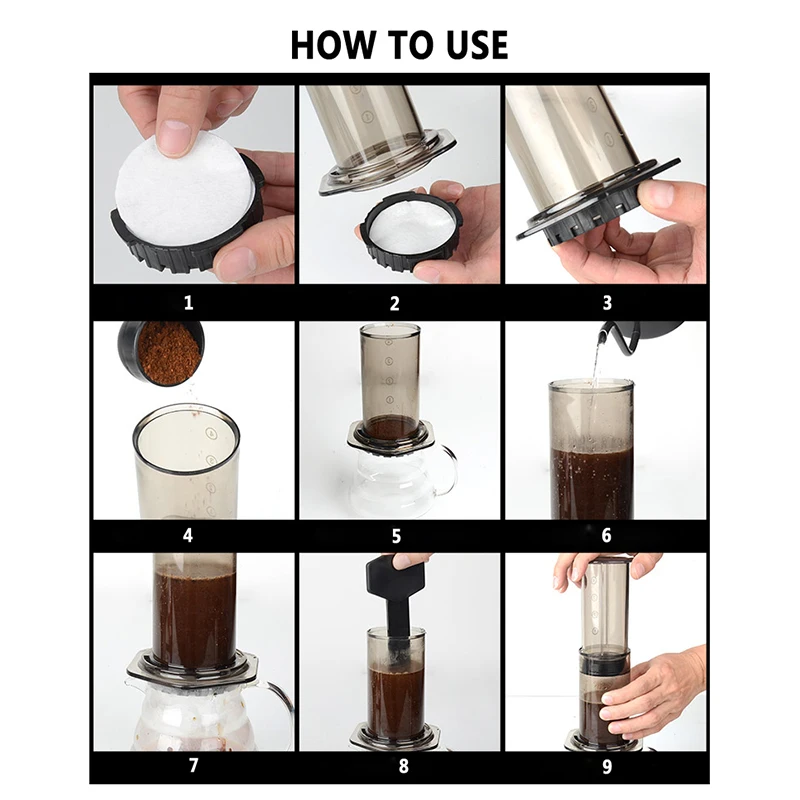 Press Coffee Portable Coffee Maker Air Press Espresso Machine With 350Pcs Filter Papers