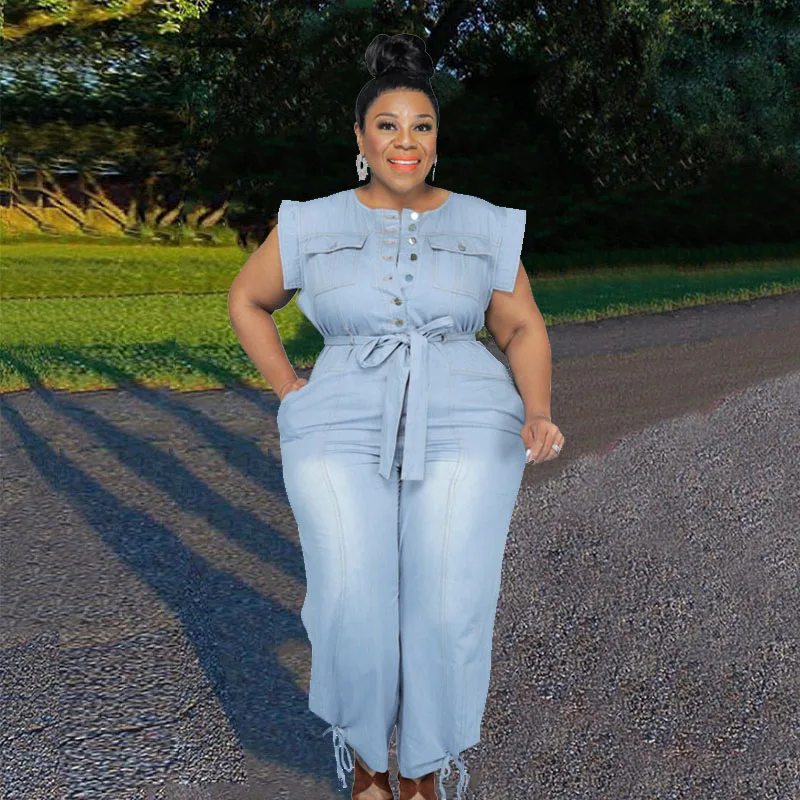 Summer Denim Jumpsuit Women Plus Size 