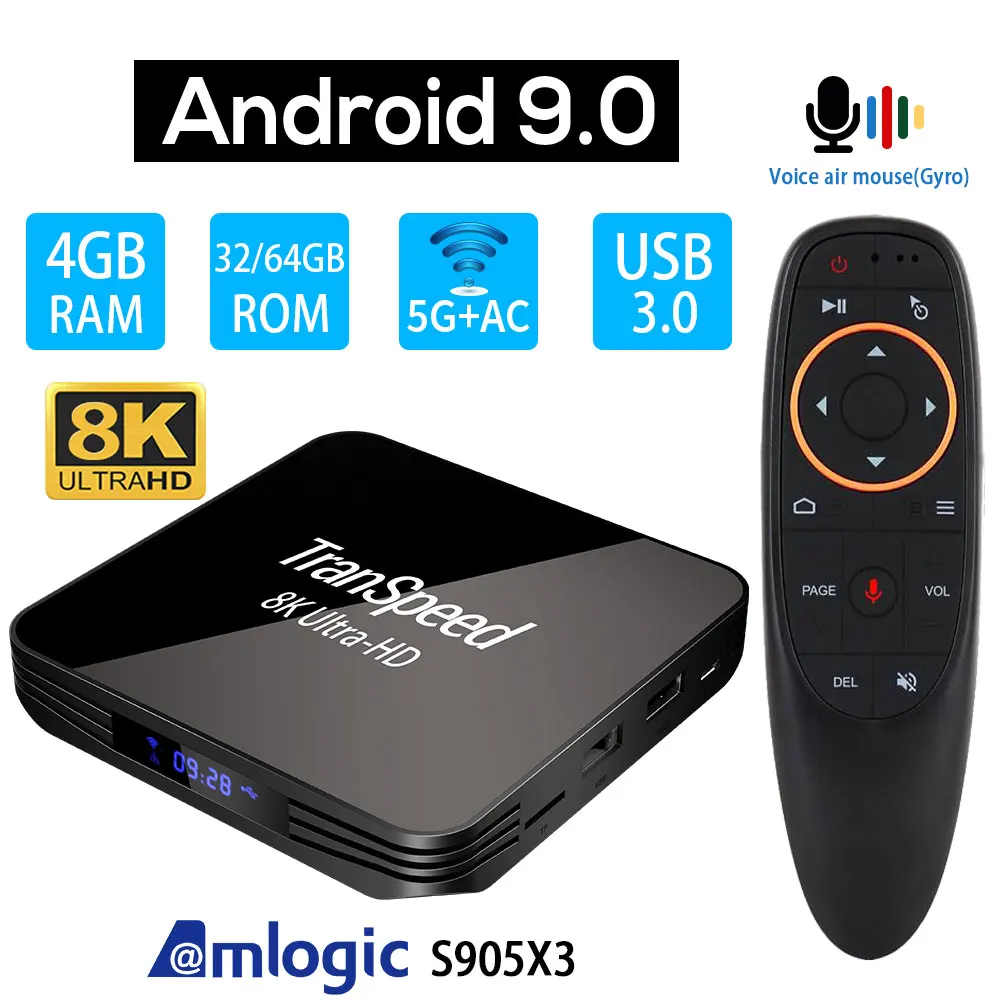 Android 9,0 8K tv BOX Bluetooth 4,1 1000M 5G wifi Amlogic S905X3 Youtube 4 ГБ 32 ГБ 64 Гб 1080P H.265 4K медиаплеер телеприставка