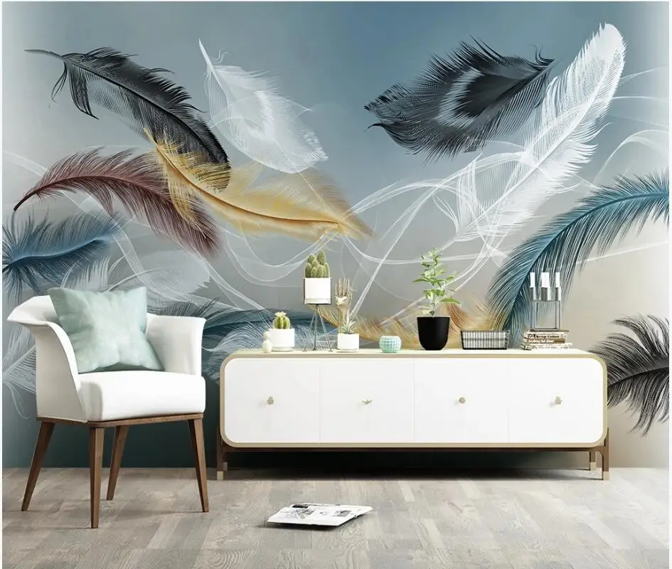 

AINYOOUSEM 3D Wallpaper Modern beautiful color feather background wall wallpaper 3d wallpaper wall paper