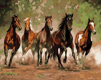

PAINTBOY Framed Pictures DIY Digital Canvas Oil Painting Home Decor Wall Art Painting&Calligraphy Horses GX8288 40*50cm
