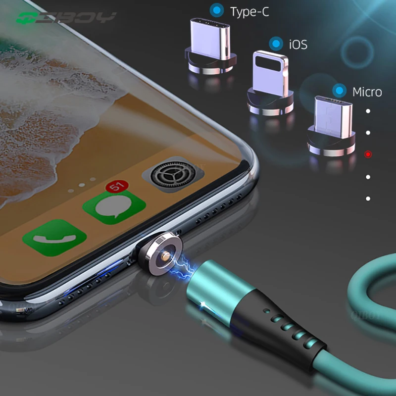 QIBOY Магнитный Кабель с разъемом Micro USB Type C кабель для передачи данных iPhone Samsung Android