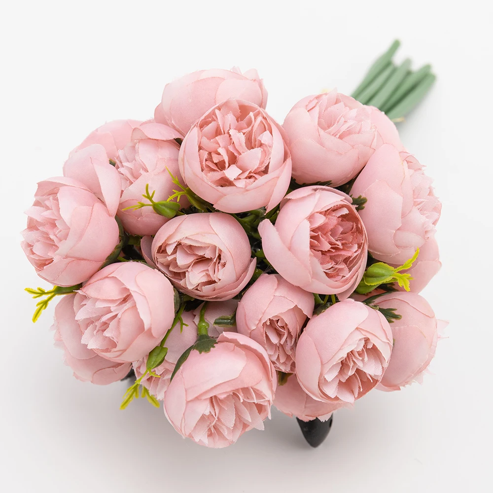 Pink Красивые розы, Искусственные цветы Шелковый букет для украшения дома свадебные поддельные цветы букет невесты 27 головы искусственная Роза - Цвет: Pink