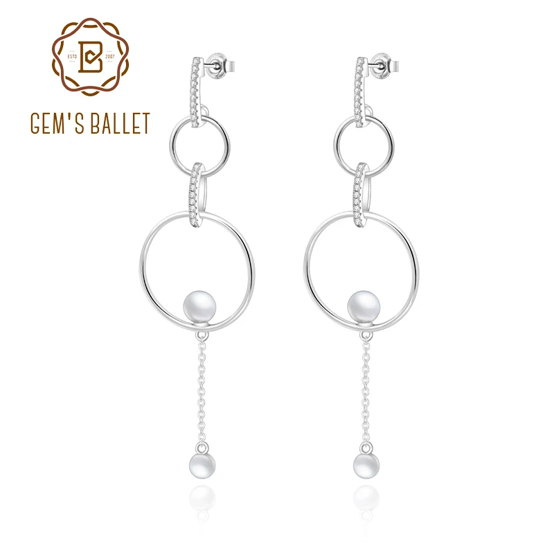 Женские серьги с натуральным жемчугом GEM'S BALLET из стерлингового серебра 925 пробы