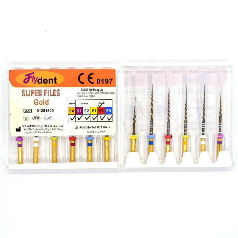 Dental Instrument Super Files GOLD Files Universeral Engine Use Rotary Files Golden Dondontic Root Canal NITI Dentist Tool 6
