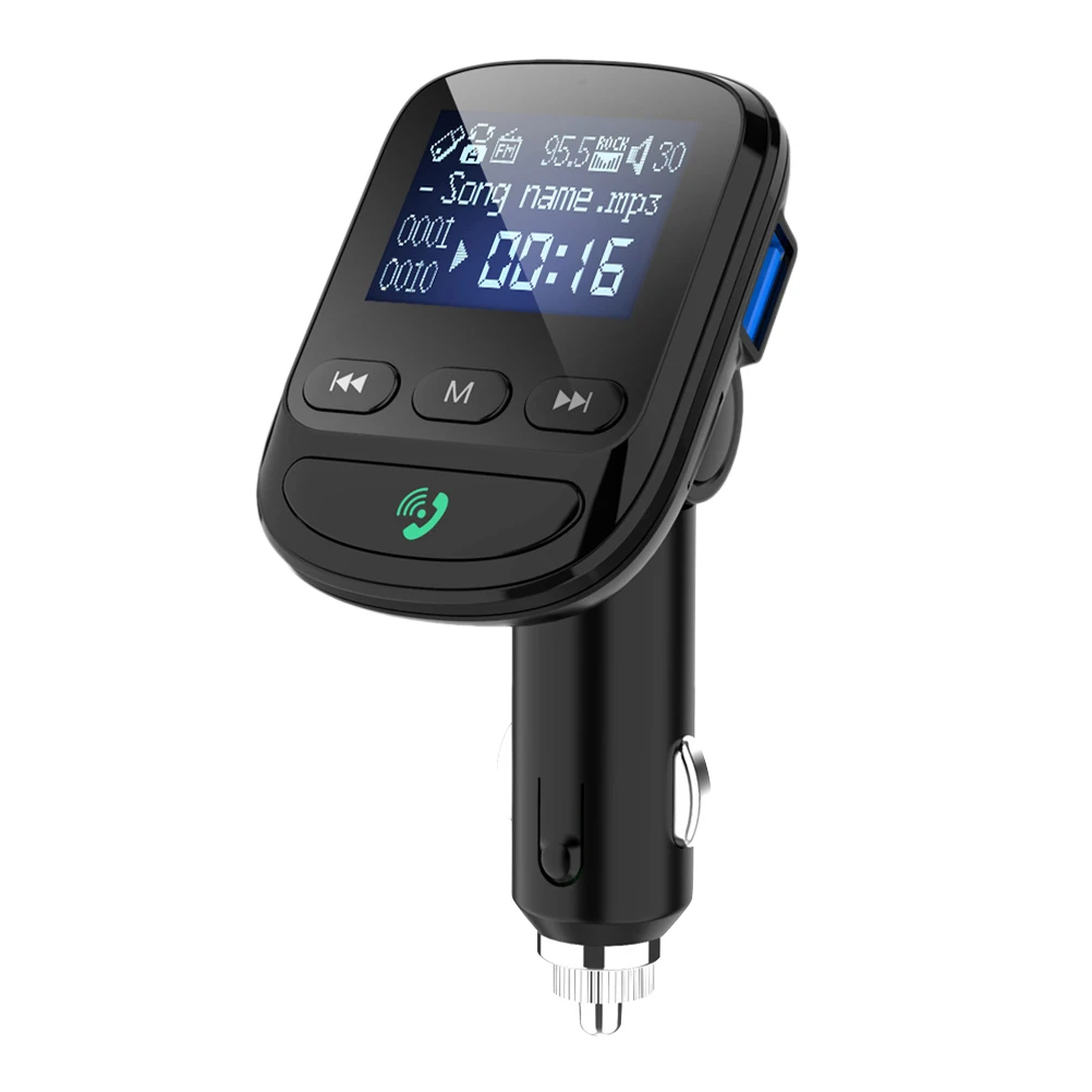 1 шт. Авто Быстрый USB Автомобильное зарядное устройство адаптер для мобильного телефонный сплиттер конвертер FM TF OnlyDisk музыкальный плеер ЖК-дисплей Авто(черный