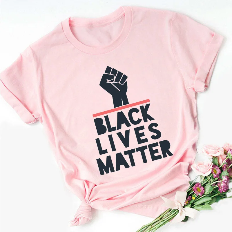 BLACK LIVES MATTER Alphabet Print Pink T-shirt Women New Summer Short Sleeve Fashion Lady Tops T Shirt Ladies Female Tee Tshirt