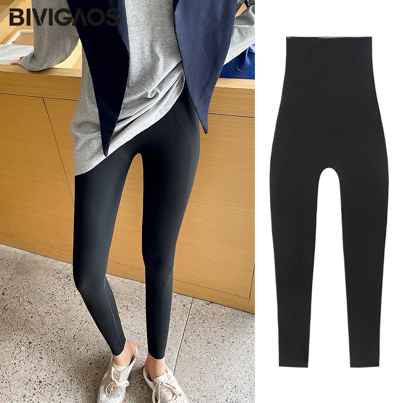 BIVIGAOS Women Magic Body Shaping Leggings High Waist Corset Push Up  Leggings Seamless Sport Fitness Black Leggings Autumn New