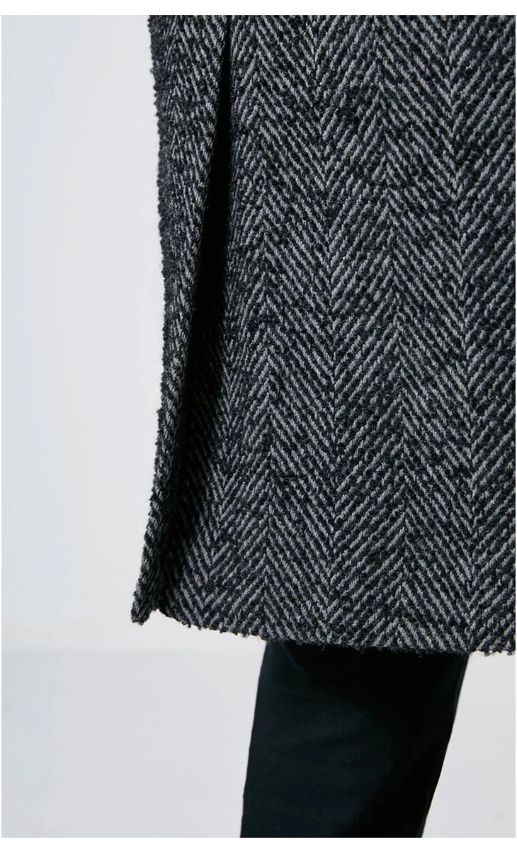 Избранная осенняя и зимняя мужская одежда шерстяное пальто с узором в елочку новая Длинная шерстяная куртка S | 418427528