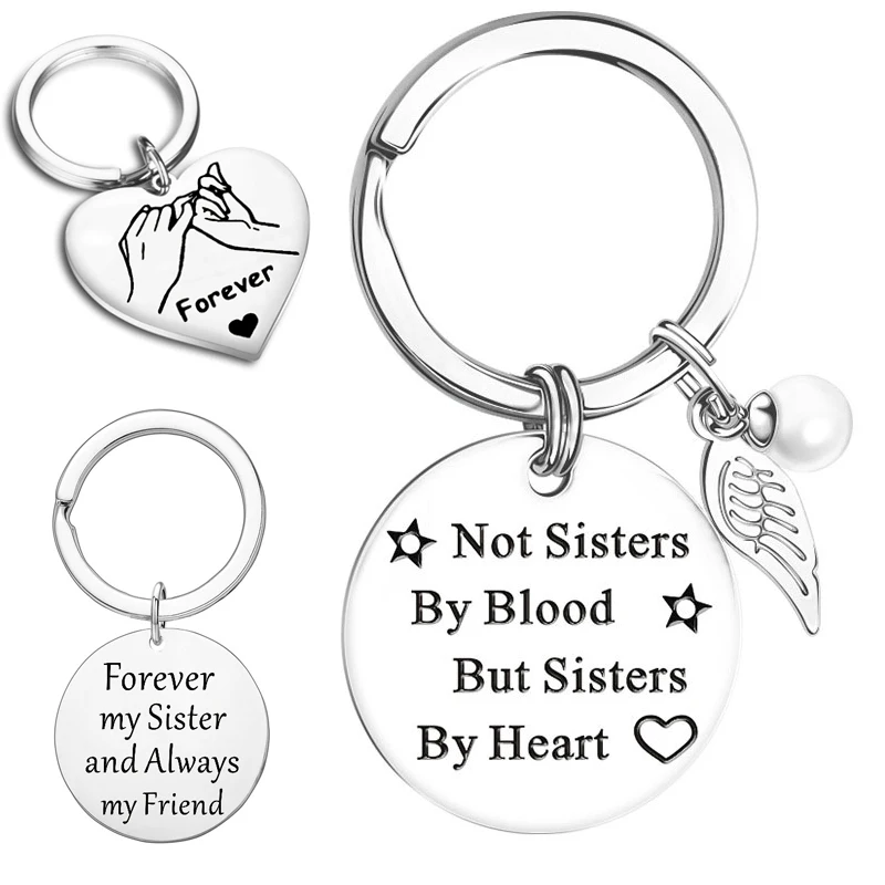 Not Sisters By Blood But Sisters by Heart Keyring Sister Keychain Friendship BFF