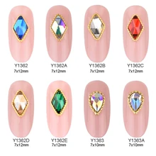 10 шт. цвета: золотистый, для художественного оформления ногтей, кристаллы ромб pear shape стразы нейл-арта камни для ювелирных украшений для дизайна ногтей Поставки Y1362