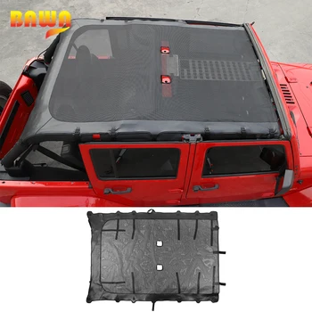

BAWA Car Cover 4 Door Leather Soft Roof Top Full Length Cover Sunshade Mesh Provides UV Accessories for Jeep Wrangler JK 2007+