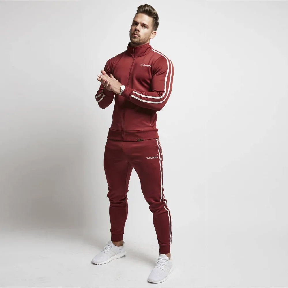 

Muscle Brother Sports Set Sportsman Side Edge Zip-up Shirt Two Piece Set Slim Fit Fashion-Tops Closing Skinny Pants