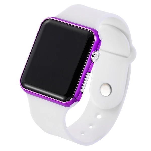 Цифровые спортивные светодиодные часы розовые мужские и женские модные квадратные наручные часы подарок для пары силиконовые Роскошные Брендовые Часы - Color: White Purple