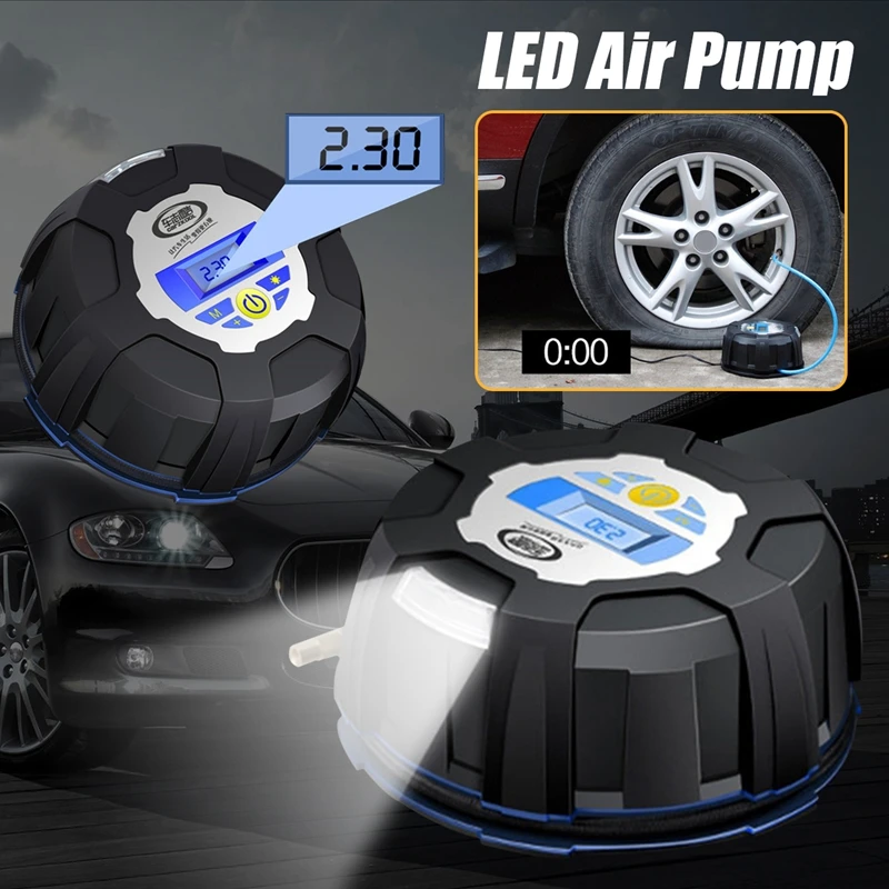 

12V Electric Vehicle Tire Inflation Mercury Round 120W Air Compressor Led Light Inflatable Portable Car Digital Display Car Tire
