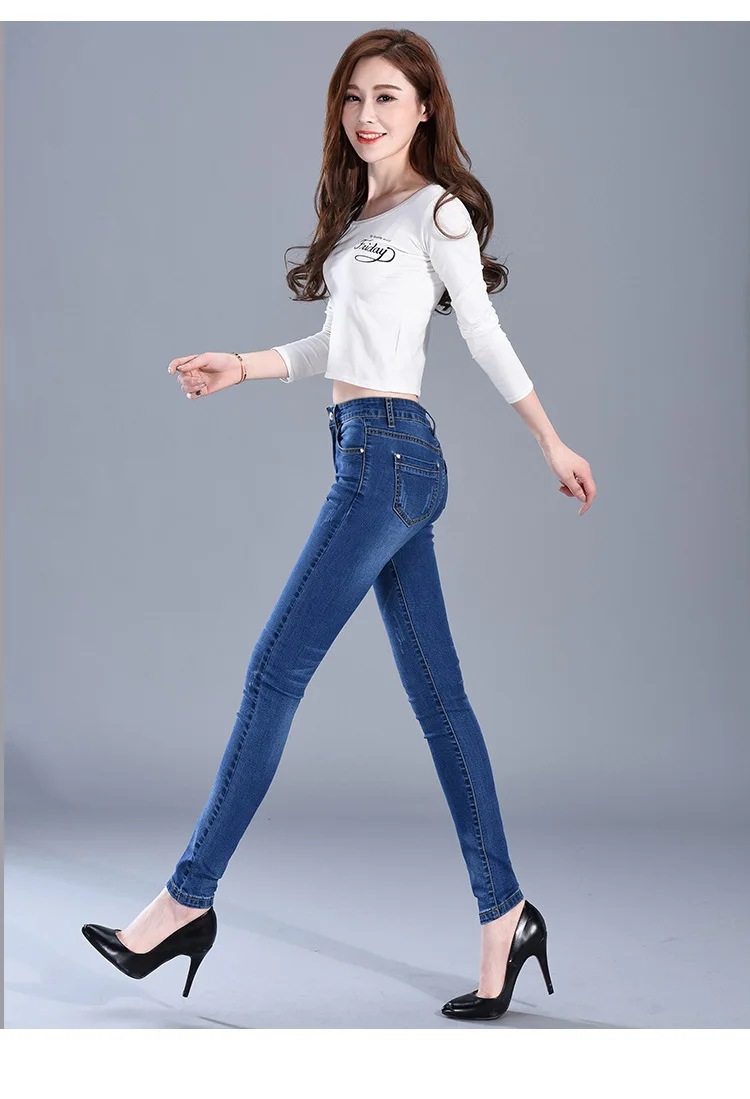 Jeans woman Stretch Pencil Pants High Waist Slim Calf  Jeans Women 2020 Summer