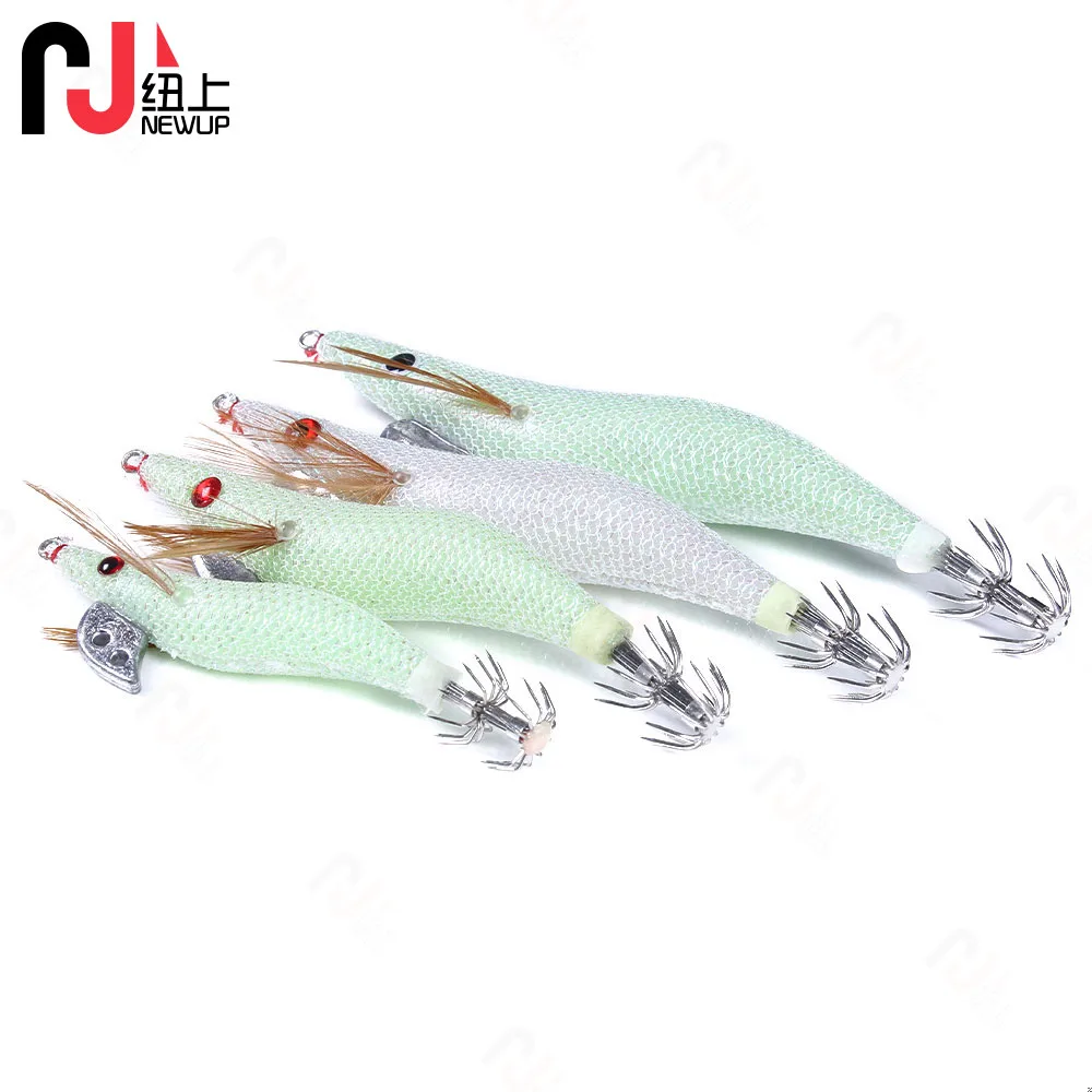 Description Picture 5 of itemNEW UP 1PCS Fishing Lure Luminous Squid Jigs White Glow Wood Shrimp with Octopus Squid Jig Hooks Cuttlefish