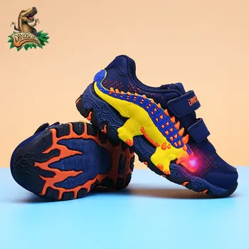 

DINOSKULLS Kids LED Light Shoes Boys Glowing Sneakers Dinosaur Autumn Tennis Breathable Sports Running Children's Shoes For Boy