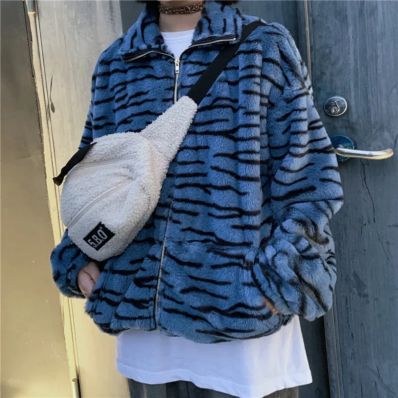 discount  Focal20 Streetwear Zebra Tiger Pattern Women Zipper Jacket Retro Winter Warm Women Coats Fashion Pl