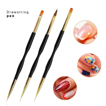 

Brushes For Modeling For Nails Drawing Double-ended 7/9/11mm Line Crystal French Design Black Brush For Manicure Tools BS1002