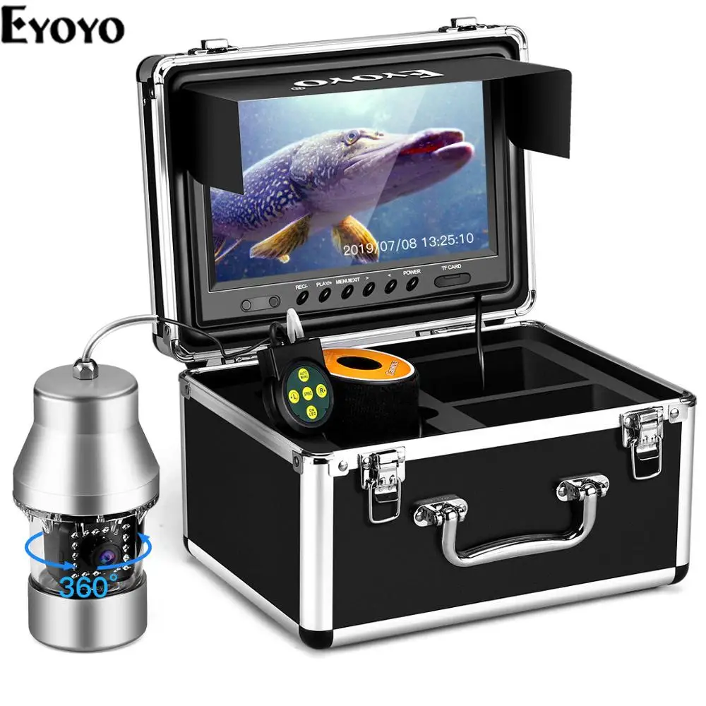 Эхолот рыболокатор Eyoyo камера для подводной рыбалки 8 ГБ DVR 9 дюймов 1000 ТВЛ 360 °