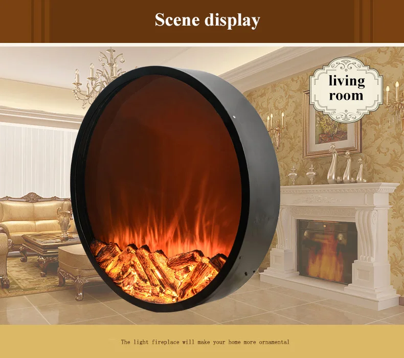 60*18CM Wall Electric Fireplace European Round Electric Heating Fireplace  Home Decoration Intelligent Remote Fireplace - AliExpress