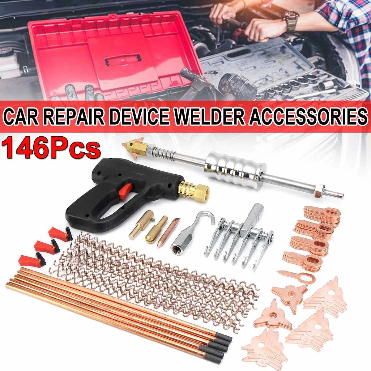 

146PCS Dent Puller Kit Car Body Dent Repair Device Welder Stud Weld Welding & Soldering Supplies Sheet Metal Equipment