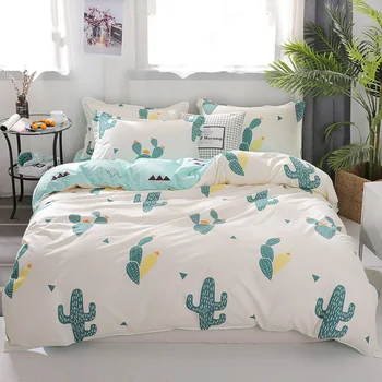 

Liv-Esthete Adult Cactus Duvet Cover Bedspread Nordic Bedding Set Bed Linen Set Double Flat Sheet Decor Home Textiles Bedclothes