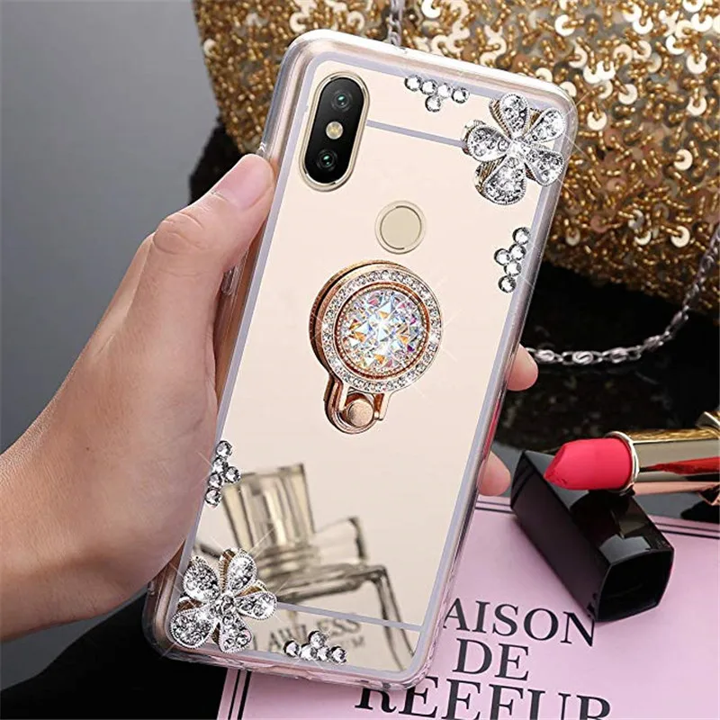 3D роскошные бриллианты кольцо держатель чехол для телефона Xiaomi mi A2 Lite красный 6 Pro