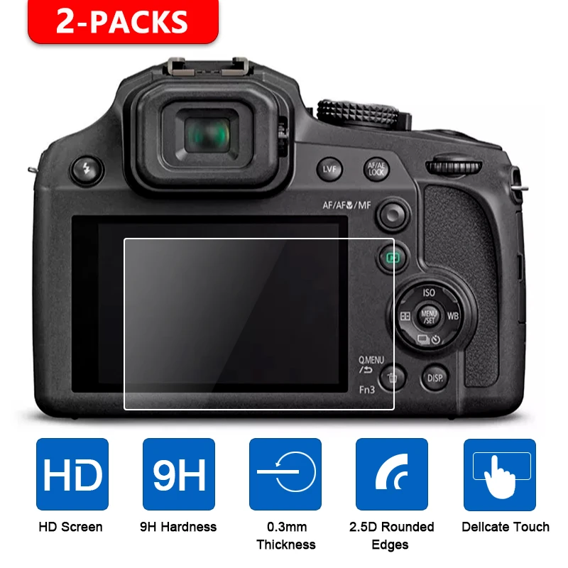 2 uds para Panasonic Lumix LX100 II G7 FZ300 FZ82 FZ80 FZ72 FZ70 ZS40 TZ60 ZS200 ZS220 TZ200 TZ220 Protector de pantalla de cristal templado