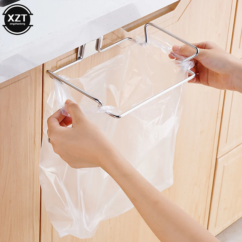 Kitchen Trash Rack Door Garbage Bags Holder Stainless Steel