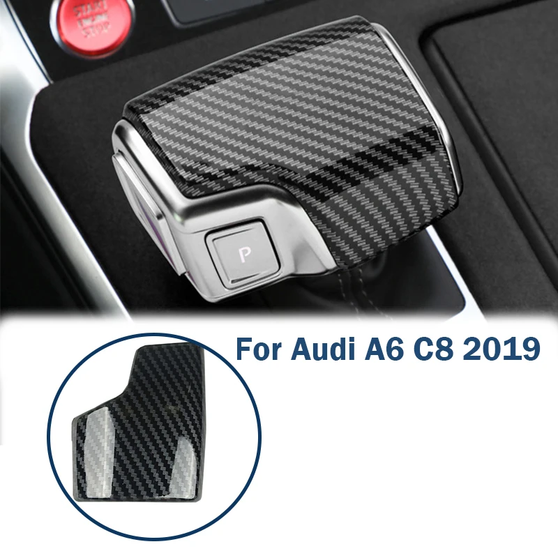 

Center Console Gear Shift Knob Head Cover Trim For Audi A6 C8 2019 LHD Carbon Fiber Color Car Interior Accessories