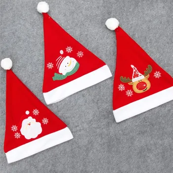

Cartoon Christmas Hat Flannelette Embroidered Adult Christmas Hat Christmas Decorations Holiday Party Dress