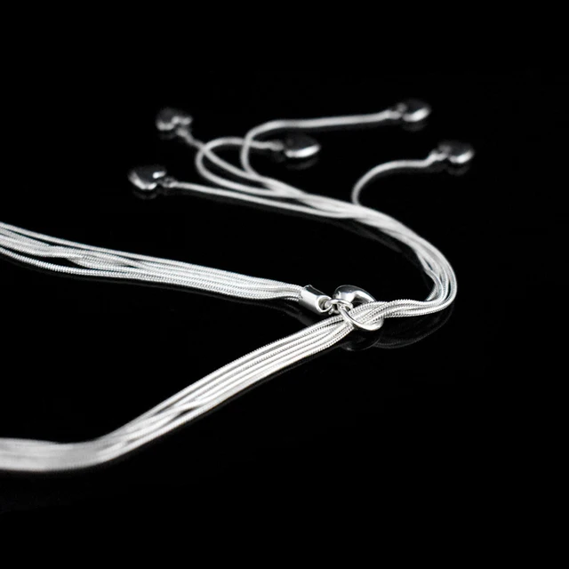 цепочка женская длинная из серебра 925 пробы с подвеской в виде фотография