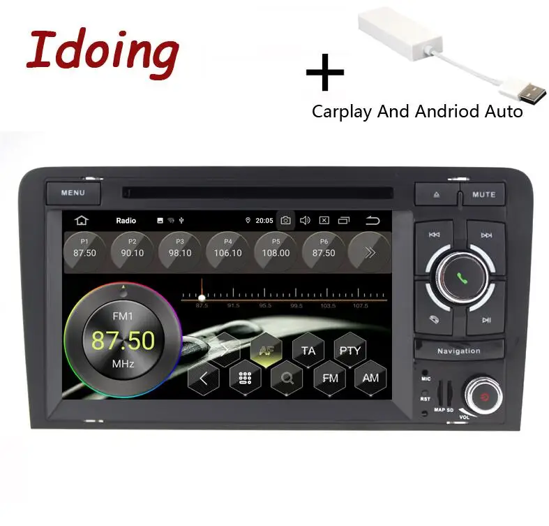 Carplay Idoing " 2 din Автомобильный Android 9,0 Авто Радио мультимедийный плеер для Audi A3 2003-2011 PX5 4 Гб+ 64 Гб Восьмиядерный gps навигация без DVD - Цвет: Carplay