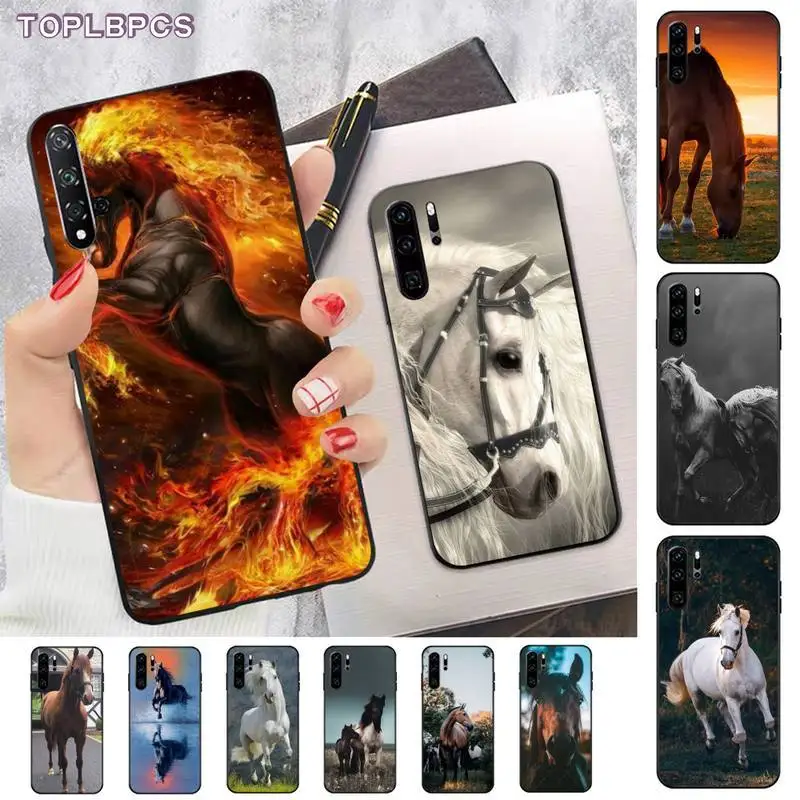 TOPLBPCS The Great beauty horse черный чехол для мобильного телефона huawei P8 P9 p10 p20 P30 P40 pro lite psmart
