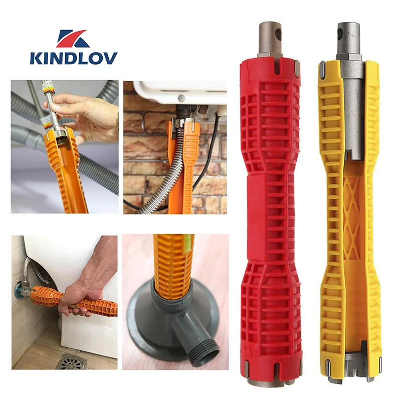 

KINDLOV Faucet And Sink Installer Wrench Adjustable Water Pipe Spanner Double Head Allen Key Set Multitools 360 Plumber Tools