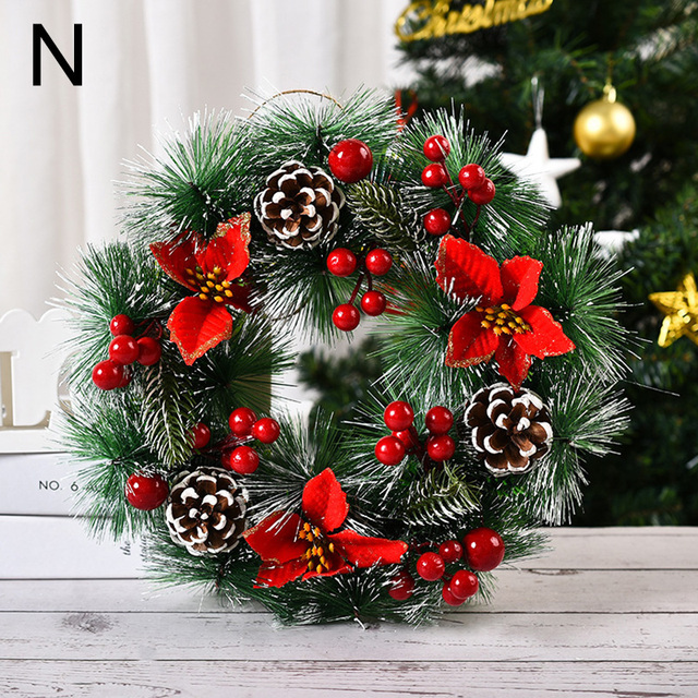 Wreath With Bow Door Hanging Rattan Ornament Garland Xmas Wall Window Wedding Decorations Home Decor Leaves