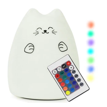 

7 Colors Cute USB Night Light Cat LED Nursery Lamp Soft Silicone Remote Control 3D LED Night Light for Children New