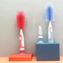 Силиконовая щетка для детской бутылочки, многофункциональная Детская щетка с длинной ручкой Силиконовая щетка для детской бутылочки, многофункциональная Детская щетка с длинной ручкой